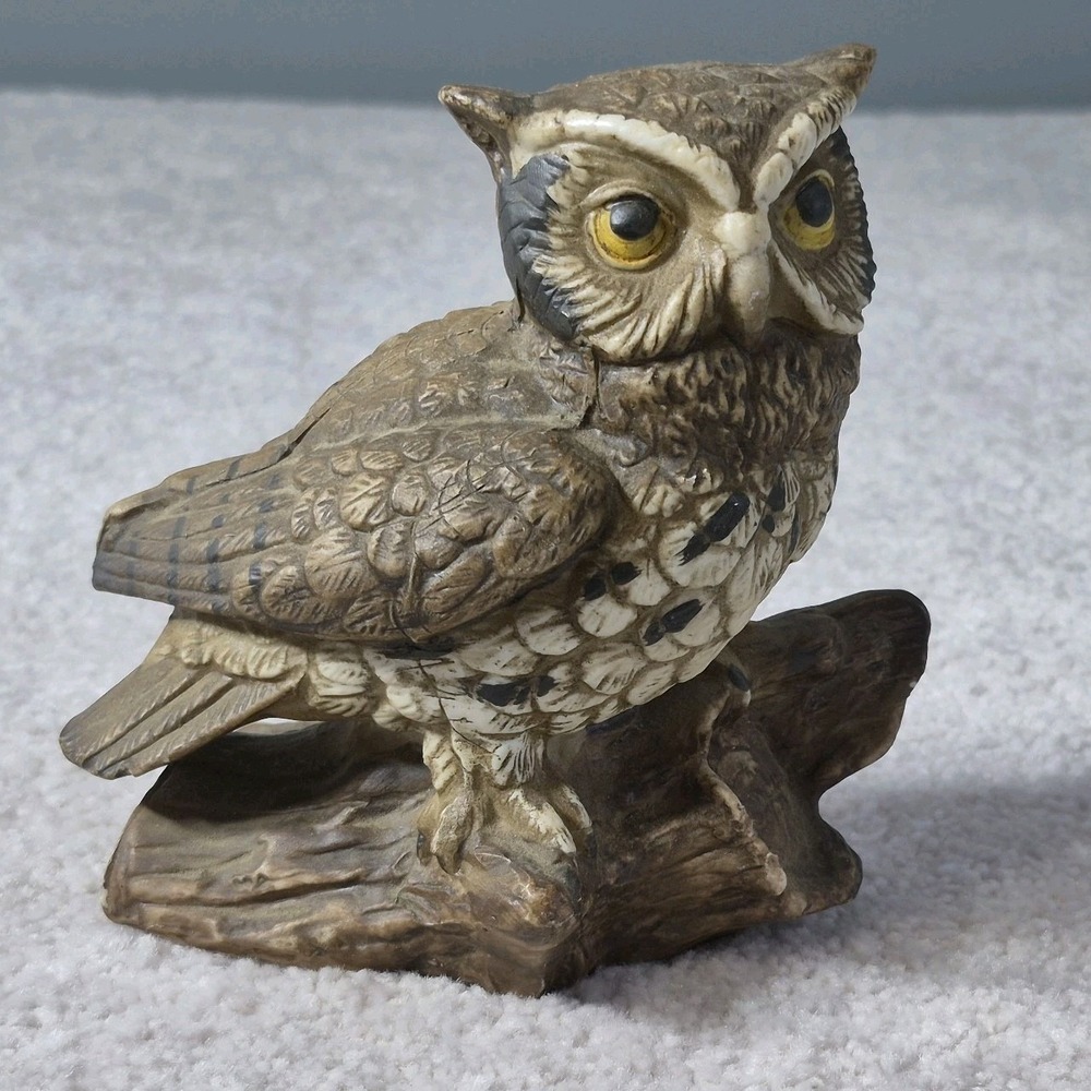 Vintage Homco Barn Owl Marked 1114 Ceramic Collectible Figurine
